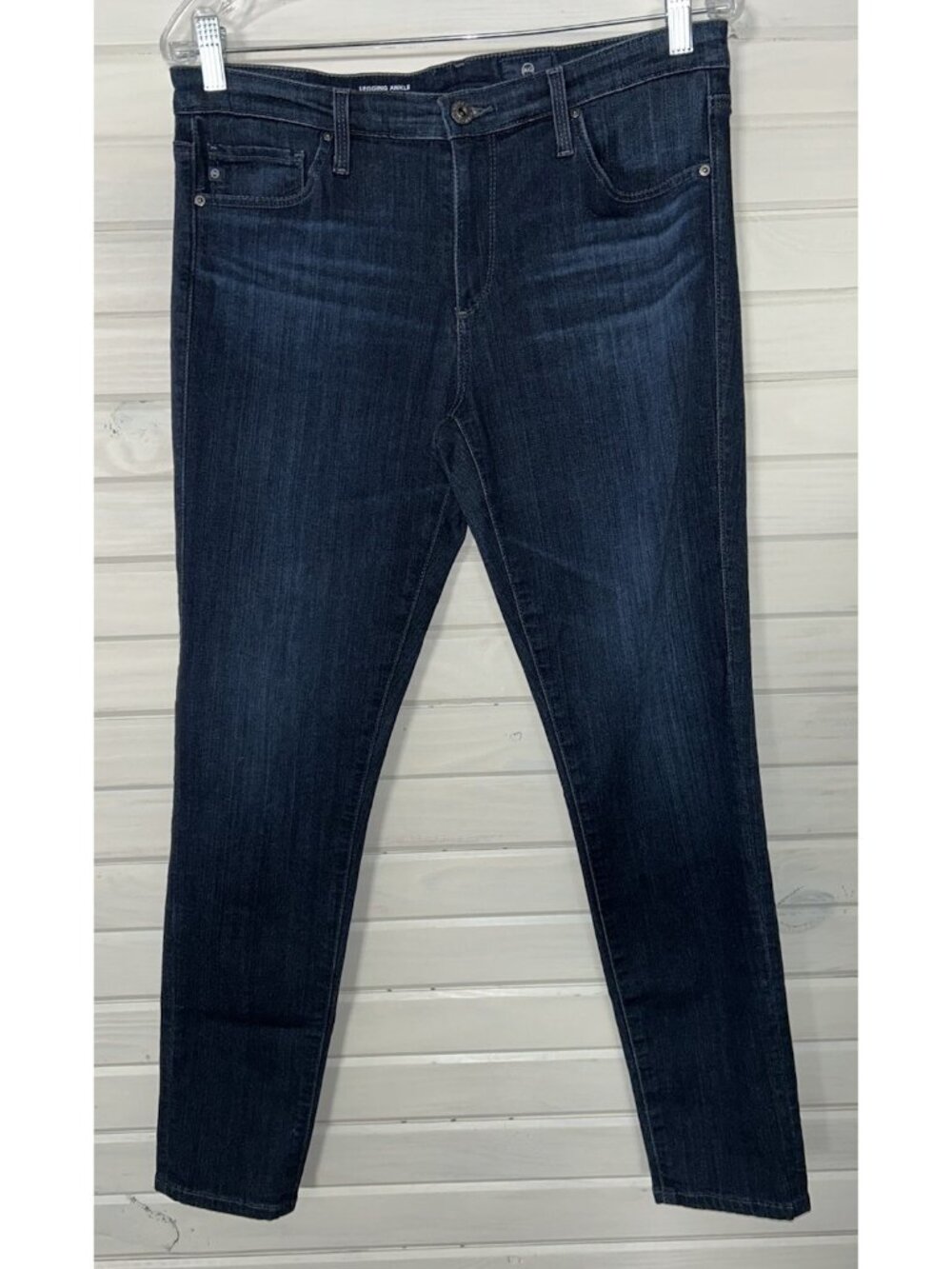 AG Adriano Goldschmied Sz 30R Dark Blue Legging Ankle Super Skinny Fit Jeans EUC